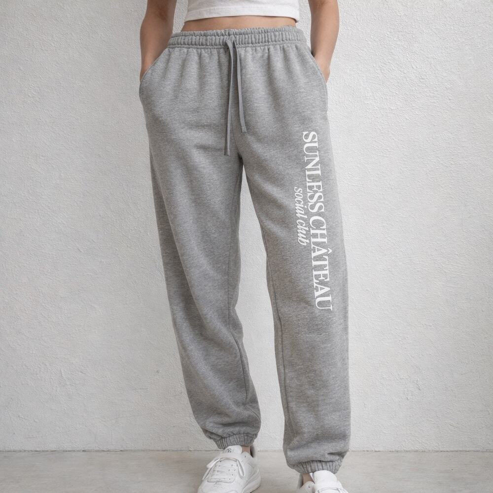 American Apparel Gray Sunless Château Social Club Graphic Sweatpants Sz XL